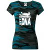 Swimming is in my DNA - Dámske maskáčové tričko - L ( Petrolejová maskáč )