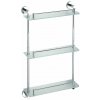 Sapho Sapho, X-ROUND E sklenená polička trojitá s hrazdou 380x675x130mm, chróm, XR608