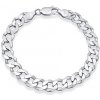 Stříbrný řetěz na ruku CURB Pancer 9mm - rhodiovaný varianta 20 cm