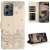 Peňaženkové kožené puzdro Cat Pattern na Xiaomi Redmi Note 12 4G - Béžová