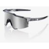 100% okuliare Speedcraft Polished Translucent Crystal Grey/HiPer strieborné zrkadlové sklá 100% 61001-253-76