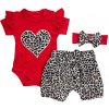 Baby 3-dielny letný set pre bábätká – Leopard, červené veľkosť: 6-9 mes.