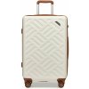 Stredný škrupinový kufor 56 L - Geometrický vzor - ABS+PC - Supercase - béžová
