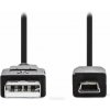 NEDIS kabel USB 2.0/ zástrčka USB-A - zástrčka USB Mini-B 5 pinů/ černý/ bulk/ 3m (CCGL60300BK30)