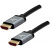 Video kábel HDMI samec - HDMI samec, HDMI 2.1 - Ultra High Speed, 2m, pozlatené konektory, hliníkové prevedenie krytky, šedý, Logo