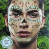 Maska na tvár svietiaca v tme Día de los Muertos - nalepovacie tetovanie - 2 hárky