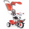 Trojkolka s vysokou opierkou Baby Balade Tricycle Red Smoby so slnečníkom a EVA kolesami červená od 10 mes