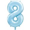PartyDeco Fóliový balón narodeninové číslo 8 svetlomodrý
