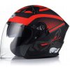 AWINA JK528 otvorená prilba 3D slnečná clona, matná čierno červená L 59-60