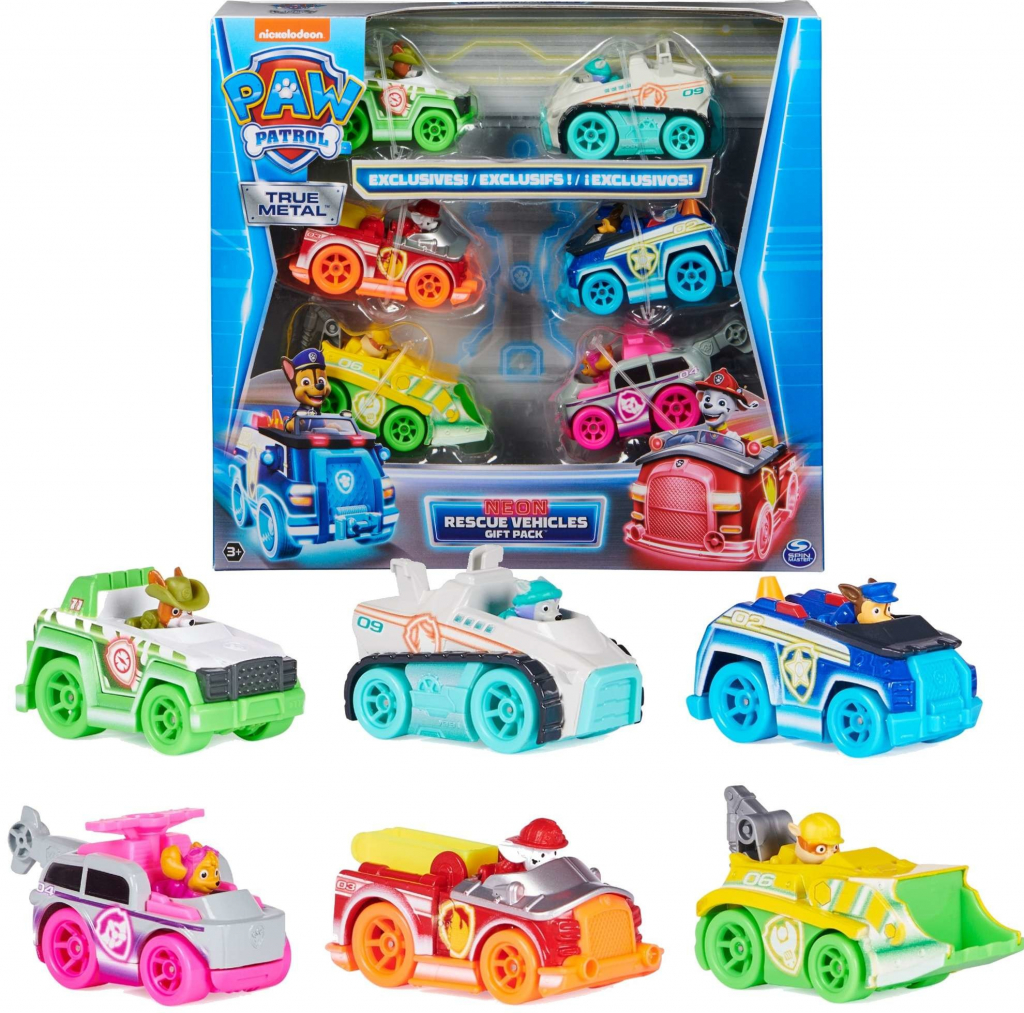 Paw Patrol die-cast multibalenie neónových autíčok