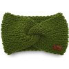 Dámska pletená čelenka na zimu zelená Ouye Handmade (Dámska prekrížená čelenka na uši zelená)