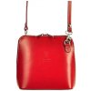 Kožená malá dámska crossbody kabelka červená