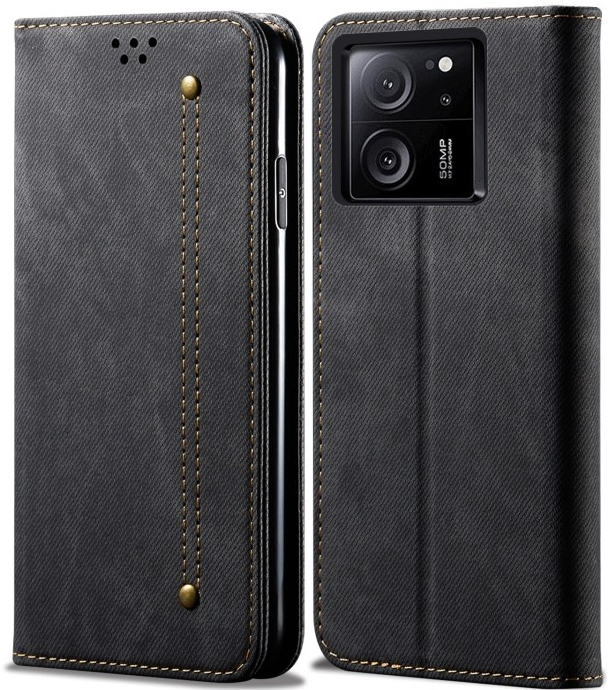 PROTEMIO 65614 DENIM Peňaženkový kryt pre Xiaomi 13T / 13T Pro čierny