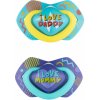 Canpol Babies 2 ks symetrických silikon cumlíkov Neon Love Baby modrá