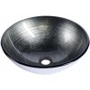 Sapho DAMAR sklenené umývadlo na dosku Ø 42 cm, tmavo sivá/strieborná 2501-20