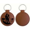 Prívesok na kľúče z umelej kože kruh Hnedá