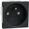 Unica - Zásuvka 250V/16A 2P+E, clonky, skrutky, Antracit