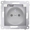 KONTAKT-SIMON Zásuvka 250 V Simon 54 premium IP44 s clonkami strieborná/transp