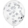 PartyDeco Latexové balóny so striebornými konfetami 30 cm