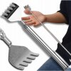 Strieborné škrabadlo masážny prístroj na chrbát, kovové, darčekové, teleskopické škrabadlo