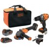 Black&Decker BCK24D1M1SB Kombo sada příklepová aku vrtačka 18V a bruska, 1x2Ah +1x4Ah