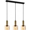 Závěsná lampa Santia 3 x 40 W E27 na podélném proužku hnědá/jantarová
