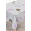 Obrus PVC 130A, metráž, 20 m x 140 cm, kruhy fialovo-hnedé na sivom podklade, IMPOL TRADE