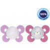 CHICCO Cumlík Physio Comfort silikón nočný 16-36m dievča - hviezdy/macko 2 ks