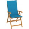 Skladacia záhradná stolička s poduškami teak / látka Dekorhome Svetlo modrá