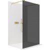 CERANO - Sprchová zástena Walk-in Onyx Duo Ľ/P - 8 mm - guľatá vzpera - zlatá kartáčovaná, grafitové sklo - 120x200 cm
