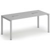 Rokovací stôl PRIMO SQUARE, 180x80 cm, sivá + 2x stolová zásuvka TYP I, strieborná