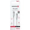 Swissten kabel Textile II USB-C / USB-C 1,5 m, bílý 71528204