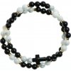 Wrap Glosery náramok s lesknúcim krištáľom v tvare krížika od Swarovski®, pozlátené stopery, lesklý / matný čierny achát a howlite 4-6mm Obvod zápästia: L 18 cm, Krížik: priehľadný, Kameň / priemer /