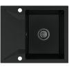 Sink Quality Obsidian, kuchynský granitový drez 590x500x210 mm + čierny sifón, čierna, SKQ-OBS.C.1KKO.XB