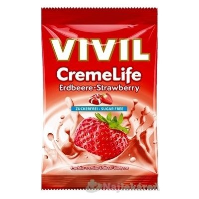 VIVIL BONBONS CREME LIFE Strawberry drops so smotanovo jahodovou príchuťou bez cukru 60 g