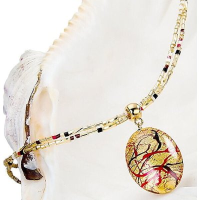 Lampglas Elegantný dámsky náhrdelník My Roots s perlou s 24 karátovým zlatom NP15