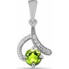 Nefertitis Prívesok strieborný s brúseným olivínom a zirkónmi Ag 925 026632 PD NF55739 - 1,3 cm, 1 g