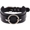 Kožený obojok s krúžkom Black Collar With Ring