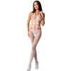 Passion Bs084 Bodystockings Biela - Sieťovaný Erotický Overál