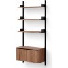 New Works Policová zostava Wall Shelf 1900 Cabinet Low w. Doors, walnut/black
