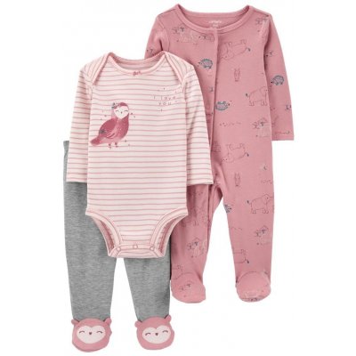 Carter’s Set 3dielny overal, polodupačky body dl. rukáv Pink Owl dievča