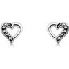 jantario Strieborné náušnice s markazitom Srdcia 102118