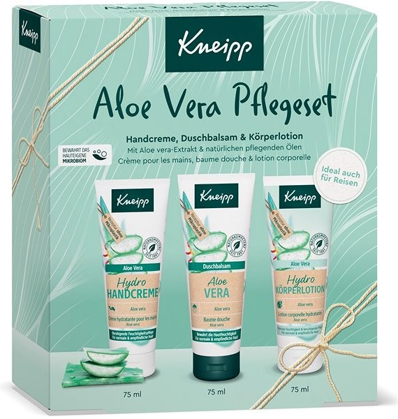 Kneipp Aloe Vera sprchový gel Aloe Vera 75 ml + krém na ruce Aloe Vera 75 ml + tělové mléko Aloe Vera 75 ml darčeková sada