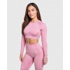KLOMIO Bezšvový crop top s dlhým rukávom GYM FUTURE ružová L