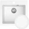 Sink Quality Ferrum 50, kuchynský granitový drez 490x450x195 mm + chrómový sifón, biela, SKQ-FER.W.1K50.X