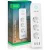 NOUS A5, TUYA Smart predlžovačka 230V, 1.5m, 3x SCHUKO, USB, vypínač, biela