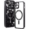 Techsuit Luxury Glitter MagSafe puzdro pre iPhone 15 – čierne