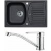 Alveus SET A503 Carbon 91 / Chróm SETA503 - Drez Granitový Record 30 - 780x480mm, vanička 360x400x160mm, Carbon 91 + bateria Ruta, Chróm