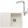 SET421 - Gránitový drez Blanco Zia 45 S Compact biela soft + Kuchynská batéria Rosan S2 238201 chróm