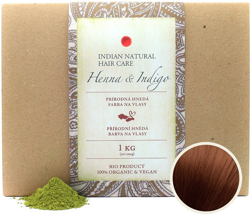 Indian Natural Hair Care Henna & Indigo hnedá farba na vlasy 1 kg